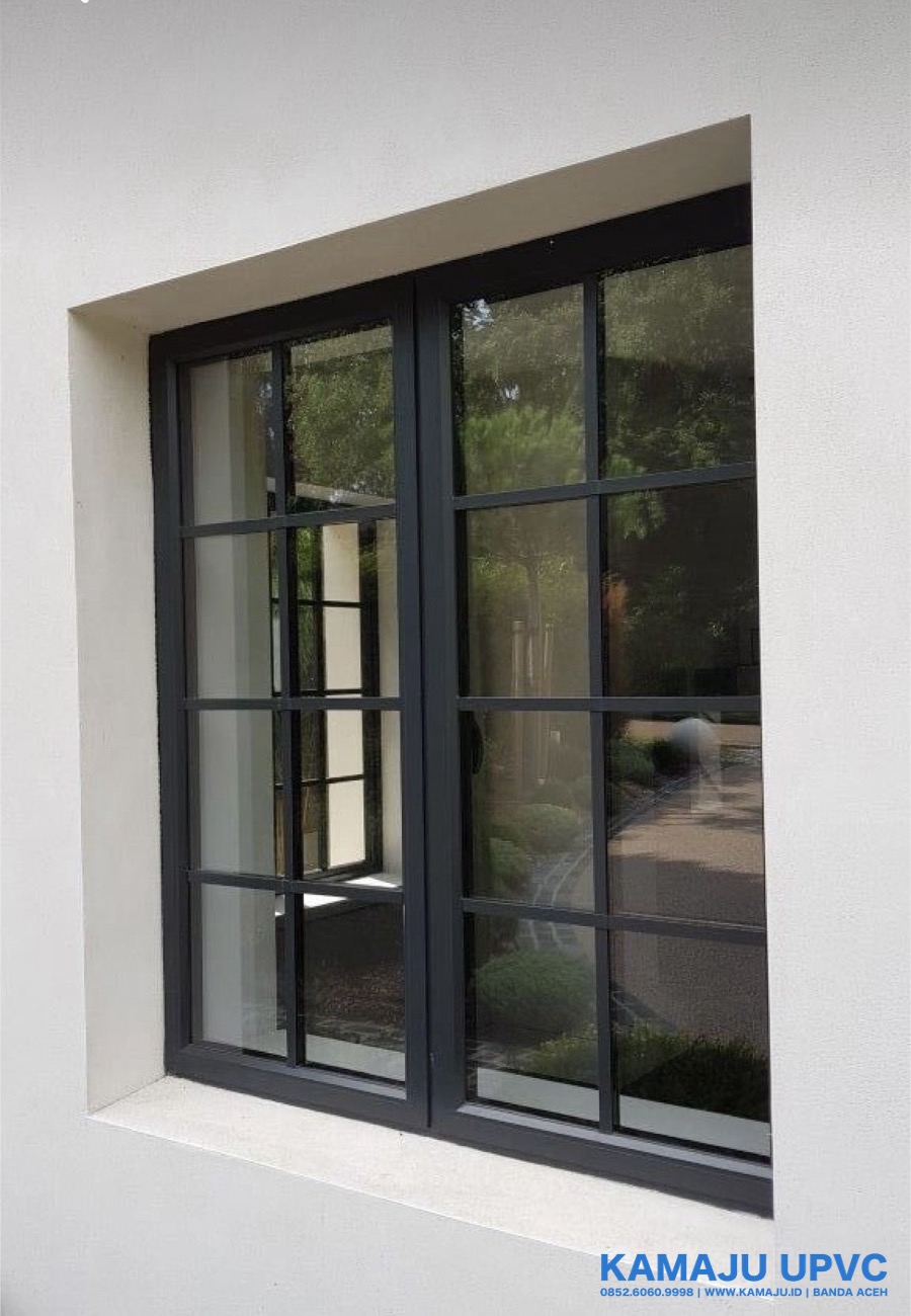 Jendela UPVC black finishing doff anti rayap dan tahan lama
