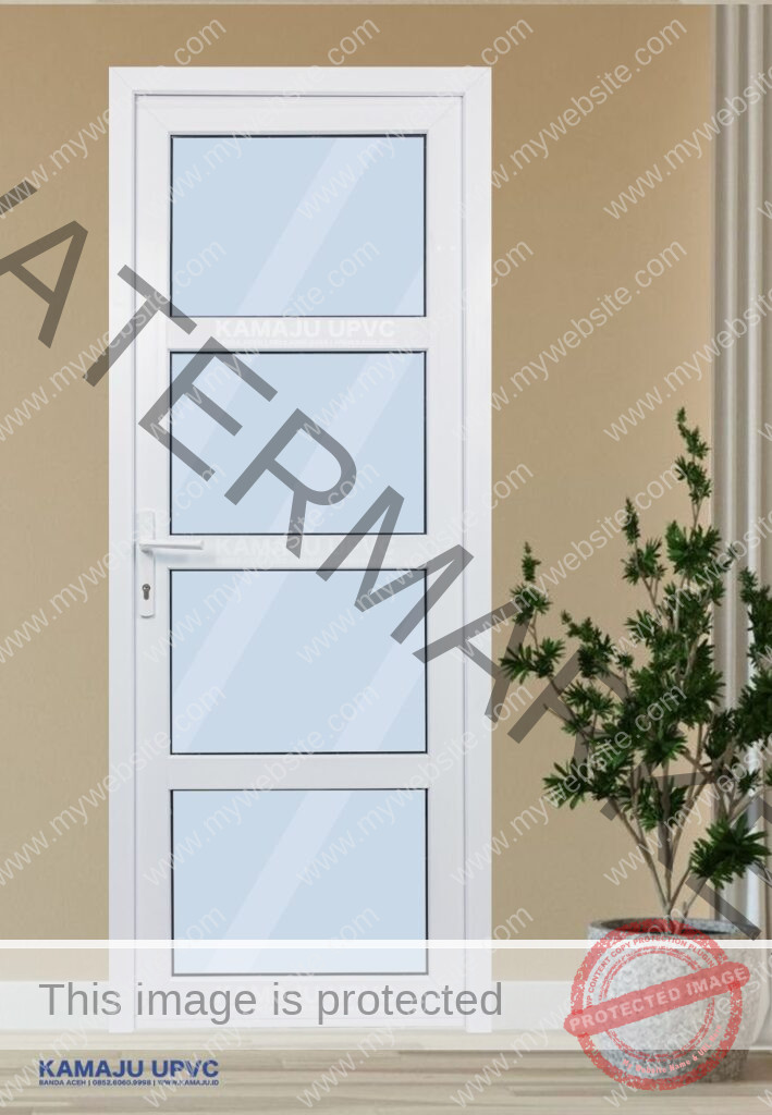 Pintu UPVC kaca full tulang tengah semua