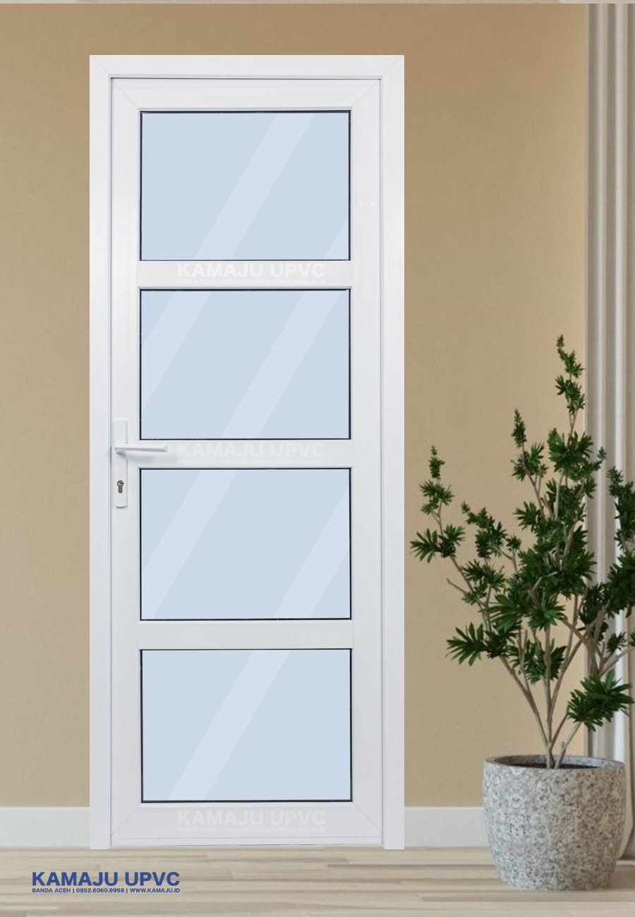 Pintu UPVC kaca full tulang tengah semua