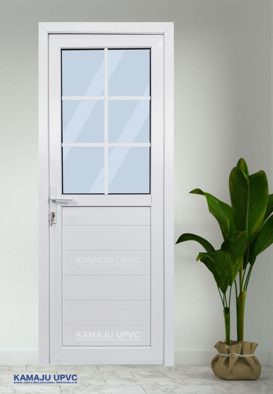Pintu UPVC kaca setengah model klasik
