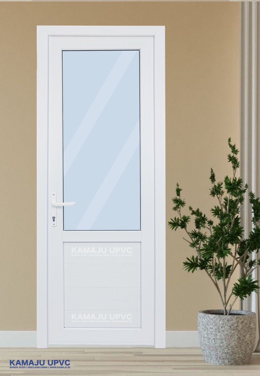 Pintu UPVC kaca setengah rumah moderen