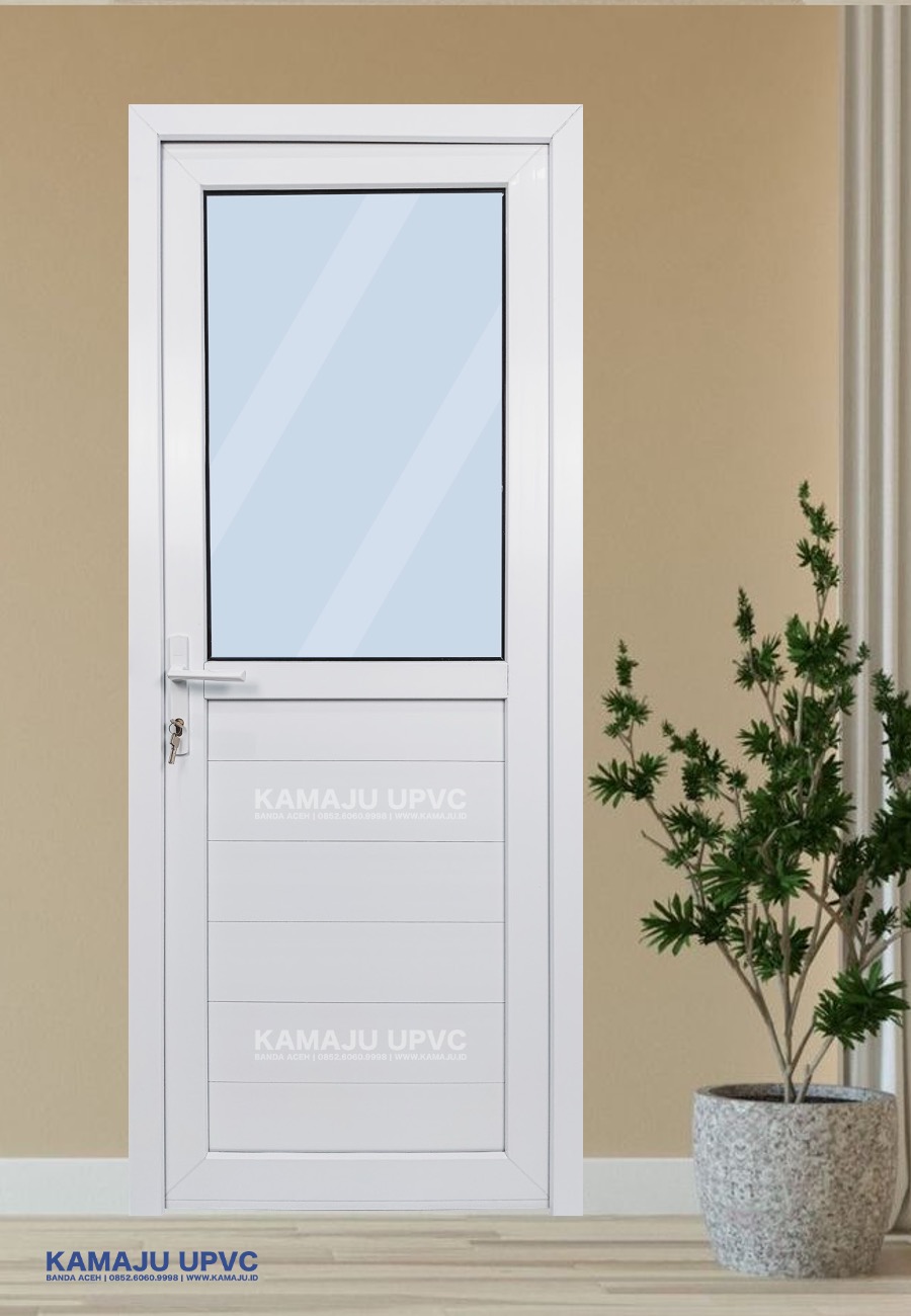 Pintu UPVC kaca setengah