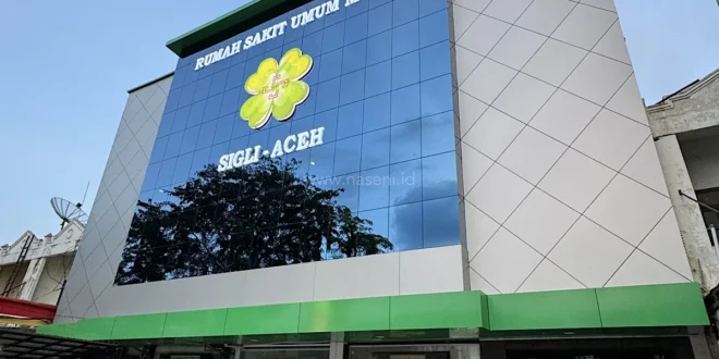 Pemasangan ACP Fasad dan Kaca Curtain Wall Rumah Sakit Mufid Sigli